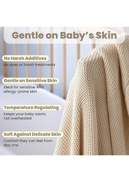 Dedi ALINA%100 Organik Pamuklu Bebek Battaniyesi Kızlar/erkek Çocuklar Için 80X100 cm - Kundak ve Bebek Battaniyesi, Yumuşak Hafif Örgü Battaniye (Naturel) indirimleri