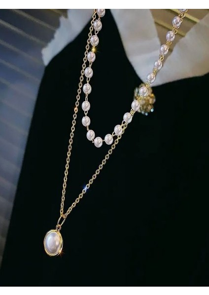 Altın Kaplama 2 Sıralı Incili Kolye