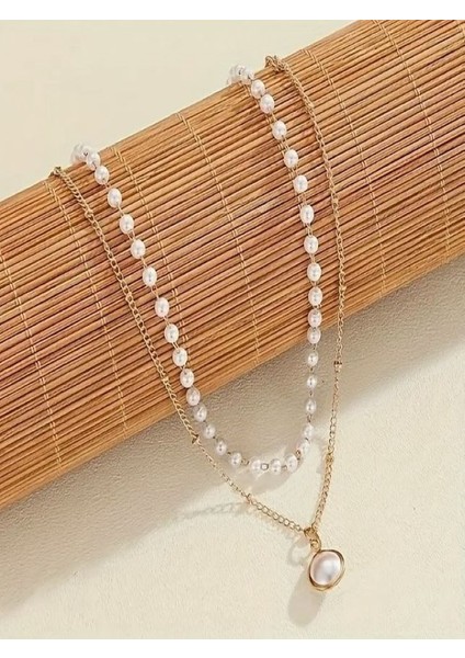 Altın Kaplama 2 Sıralı Incili Kolye