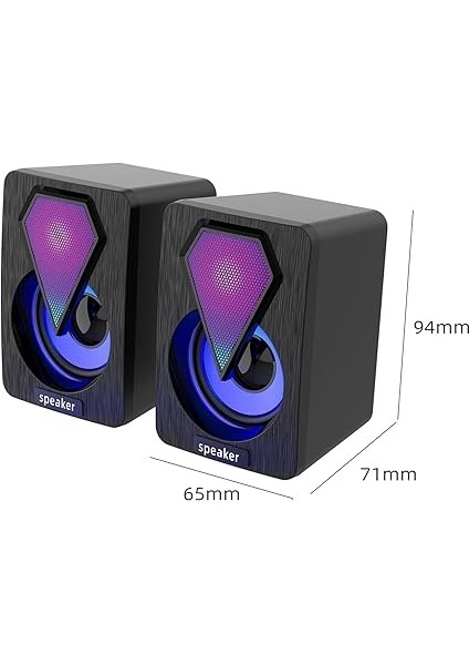 Y-9077 Mini Bilgisayar Hoparlörü Rgb LED Işıklı Gaming Oyuncu Hoparlörü 3.5mm Jack USB Speaker 1+1 Ses Sistemi fiyatları
