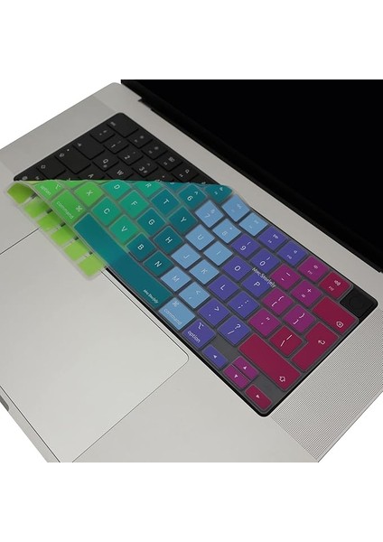 Macbook M1-M2-M3 Air Pro Klavye Koruyucu (Uk-Eu Ingilizce) Touchıd'li A2681 A3113 A2941 A3114 A2442 A2779 A2992 A2918 A2485 A2780 A2991 ile Uyumlu Dazzle Pembe Yeşil