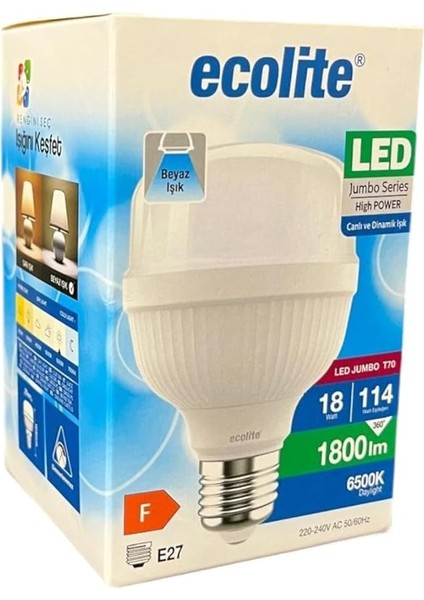 18W (114W) Jumbo LED Ampul 6500K Beyaz Işık E27 Duylu 1800 Lümen fiyatları