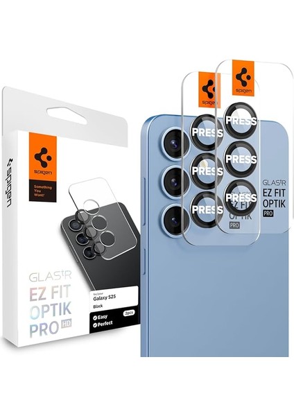Galaxy S25 ile Uyumlu Kamera Lens Camı Koruyucu Kolay Kurulum Glas.tr Ez Fit Optik Pro (2 Adet) Black - AGL09092