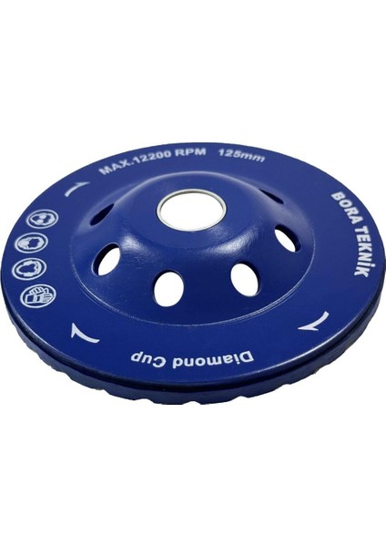 Bora Teknik Tek Sıra Turbo Elmas Çanak - Beton Taş Yüzey Silme Temizleme Diski 125 mm