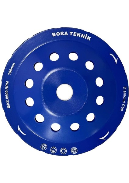 Bora Teknik Çift Sıra Elmas Çanak - Beton Taş Yüzey Silme Temizleme Diski 180 mm