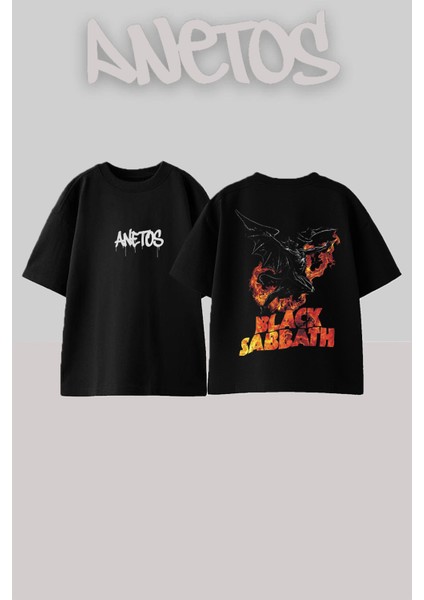 Black Sabbath 14 Tasarım Sırt Baskılı Pamuk Siyah Oversize T-Shirt