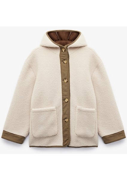 Uzun Kollu Kapüşonlu Süet Astarlı Cepli Düğmeli Peluş Kaban modelleri