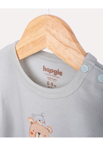 %100 Organik Pamuk Gots Sertifikalı Kısa Kollu Teddy Desenli Bebek & Yenidoğan Body - Mint fırsatları