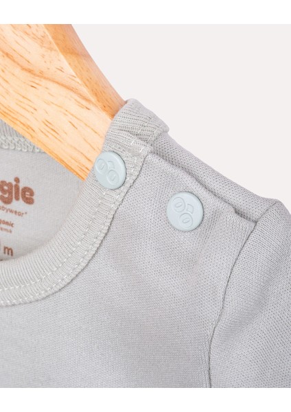 %100 Organik Pamuk Gots Sertifikalı Kısa Kollu Teddy Desenli Bebek & Yenidoğan Body - Mint