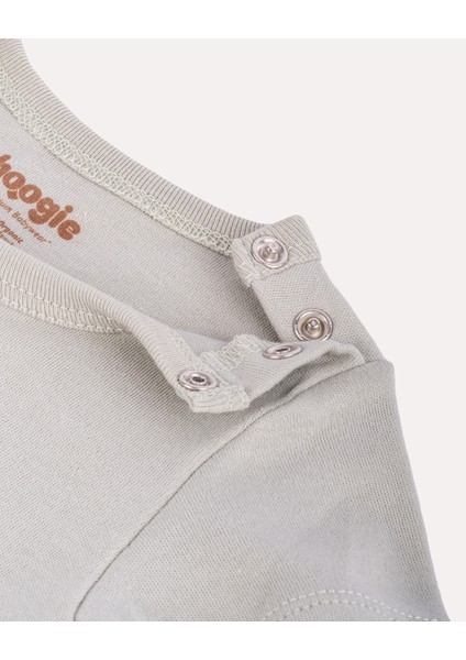 %100 Organik Pamuk Gots Sertifikalı Kısa Kollu Teddy Desenli Bebek & Yenidoğan Body - Mint