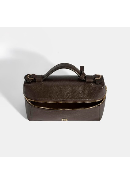 Kadın Kahve Omuz Askılı Mini Deri El Çantası