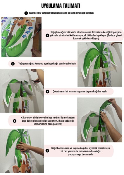 Sevimli Ayıcık Temalı Boy Ölçerli Duvar Sticker Seti | Çocuk Odası Dekoru | Mat Yüzey, Kolay Uygulama, Sökülebilir indirimleri