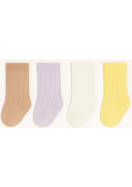 Kız Erkek Bebek Fitilli Pamuklu 4’lü Çorap Seti