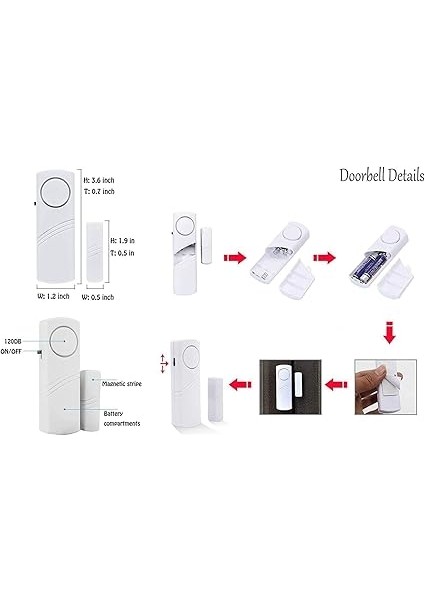 RB-KP44 Kapı Pencere Alarmı - Uzaktan Kumanda Pilli - Hırsız Alarm Sistemi Piller Hariç modelleri