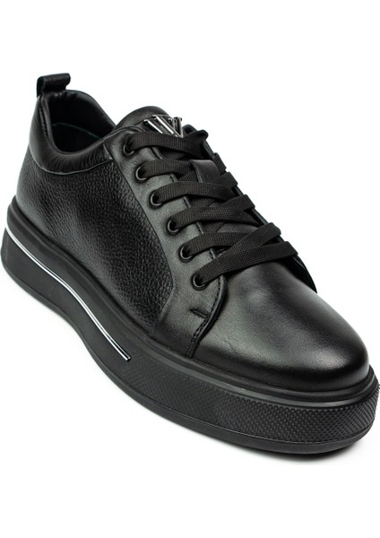 054 Siyah Deri Erkek Sneaker