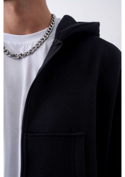 Erkek Boxy Oversize Fermuarlı Chill Siyah Sweatshirt fiyatları