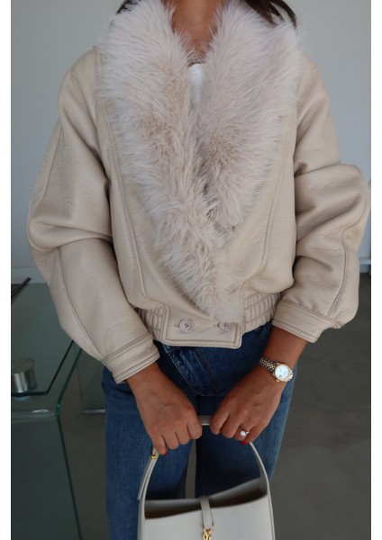 Yakası Kürklü Vintage Deri Ceket fırsatları