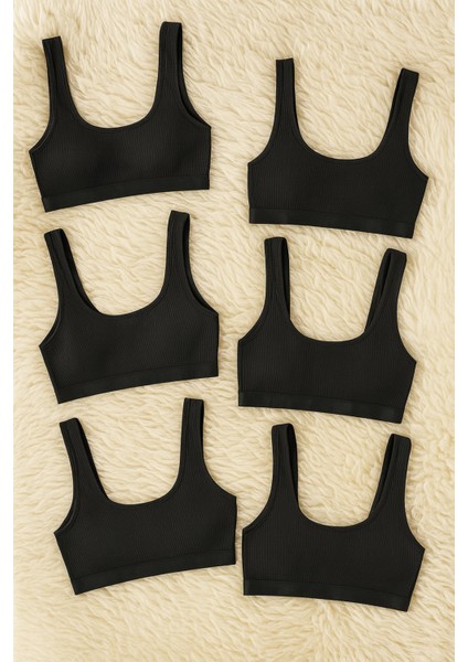 Kadın Giyim Pamuklu & Elastan 6 Adet Pedli Kalın Askılı Büstiyer LL.K64.O30.001