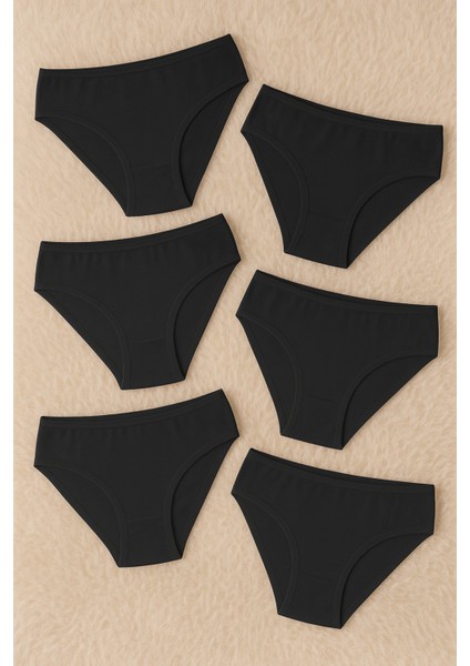 Pamuklu & Modal Esnek 6 Adet Siyah Paris Model Bikini Külot LL.K51.O08.001