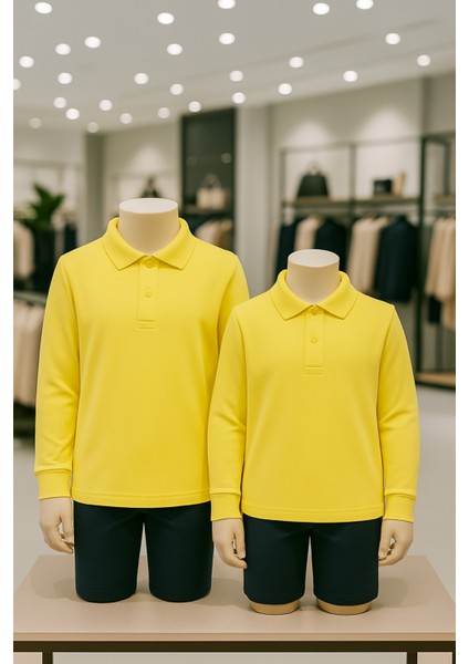 %100 Pamuk 2 Adet Uzun Kollu Polo Yaka Tişört LL.DIC.IN1.002