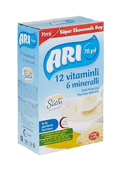 Arı Mama 12 Vitaminli 6 Mineralli Sütlü Pirinçli 500 gr