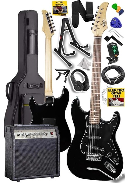 RPH-30BK-30AMP Elektro Gitar Seti 30 Watt Gain'li Amfi Kulaklık Full Set