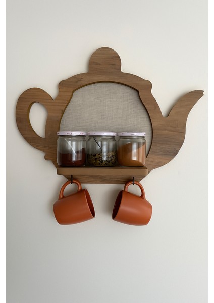 Çaydanlık Görünümlü Ahşap Mutfak Rafı indirimleri