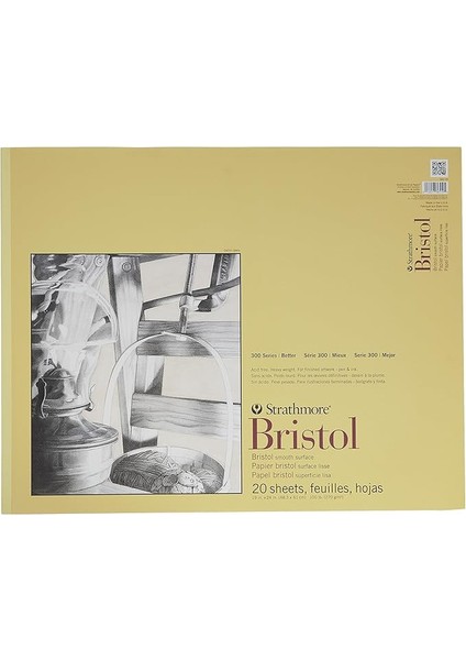 300 Serisi Bristol Pürüzsüz Ped, 19"X24" Bant Ciltli, 20 Yaprak