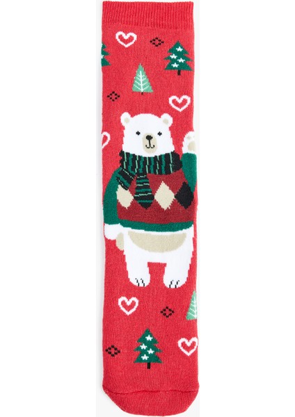 Kalın Pamuklu Yılbaşı Temalı Soket Çorap
