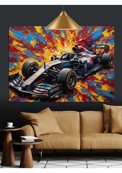 Hızlı Yarış Arabası Soyut Çizim Dekoratif Kanvas - Mdf Ahşap Tablo fiyatları