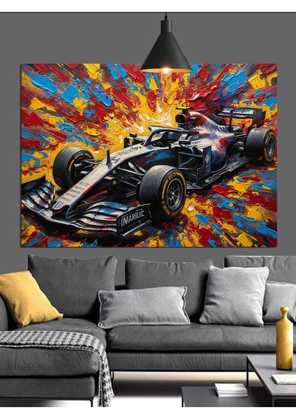 Hızlı Yarış Arabası Soyut Çizim Dekoratif Kanvas - Mdf Ahşap Tablo modelleri