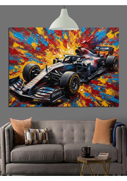 Hızlı Yarış Arabası Soyut Çizim Dekoratif Kanvas - Mdf Ahşap Tablo fırsatları