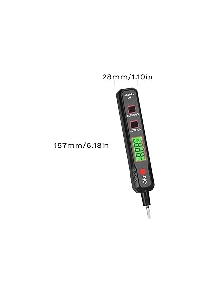 Ekran Elektrik Test Kalemi AC12-300V Gerilim Test Cihazı Canlı/sıfır Tel Ü El Feneri ve Sesli Işık Alarm Fonksiyonu ile Kablo Kesme Noktası Bulucu Doomun indirimleri