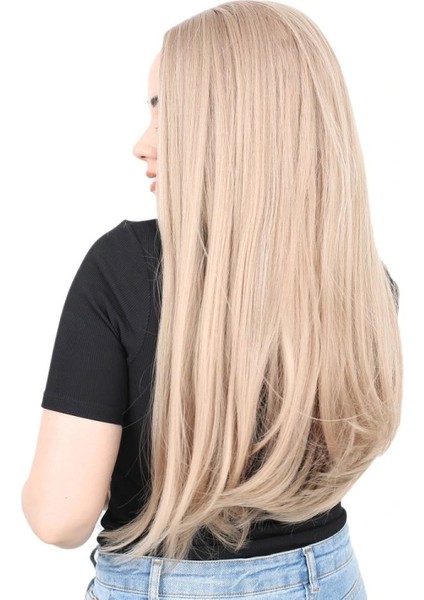 Fiber Sentetik Uzun Düz Peruk - Küllü Bebek Sarı modelleri