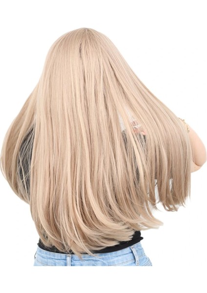 Fiber Sentetik Uzun Düz Peruk - Küllü Bebek Sarı fırsatları