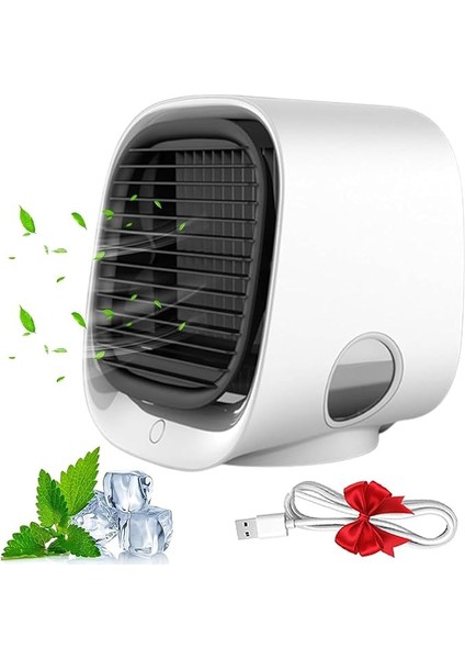 Breeze Hava Soğutucu, Mini Air Breeze Klima Sistemi, Su Soğutmalı Hava Soğutucu, Küçük, 3 Hız Kademesi ve USB ile Çalışır, Taşınabilir Klima Cihazı, Ev, Ofis Için (Beyaz)