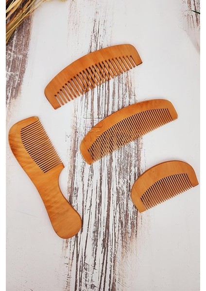 Doğal Ağaç Ahşap Tarak Seti 4 Parça MNT-061