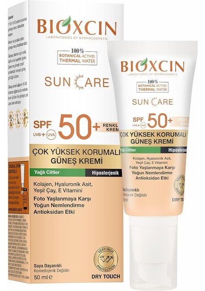 Sun Care Çok Yüksek Korumalı Yağlı Ciltler Için Renkli Güneş Kremi Tinted Spf 50+ 50 ml