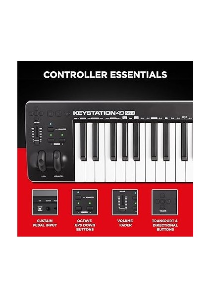 Keystation 49 Mk3 - Atanabilir Kontroller ve Yazılım Üretim Paketi Dahil Mac ve Pc Için 49 Tuş USB Mıdı Klavye Denetleyicisi modelleri