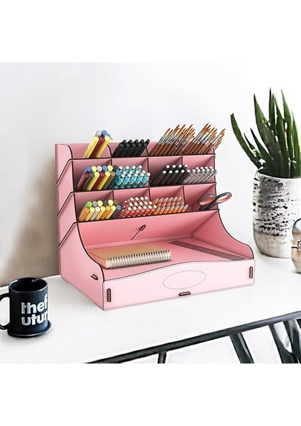 Chamber 12 Gözlü Büyük Boy Masaüstü Kalemlik Düzenleyici, Masaüstü Organizer Çekmeceli A4 Evrak Rafı (Pembe) fiyatları