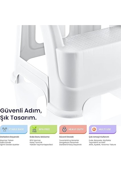 Life Merdivo 2 Basamaklı Büyük Boy Merdiven – Kaymaz Taban, Hafif ve Dayanıklı (Beyaz) fırsatları