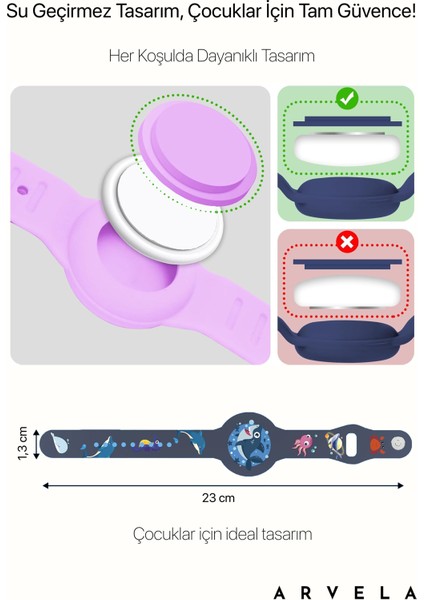 Airtag Yuvalı Bileklik Çocuklar Için - Su Geçirmez Tasarım, Ayarlanabilir modelleri