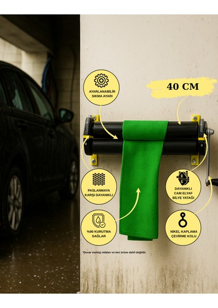 40 cm Oto Yıkama Bez Sıkma Makinesi Aparatı