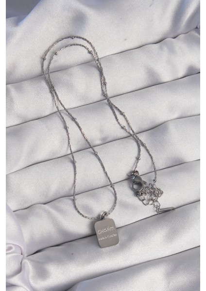 Bfs 316L Çelik Gümüş Renk Kare Charm Model Kolye fiyatları