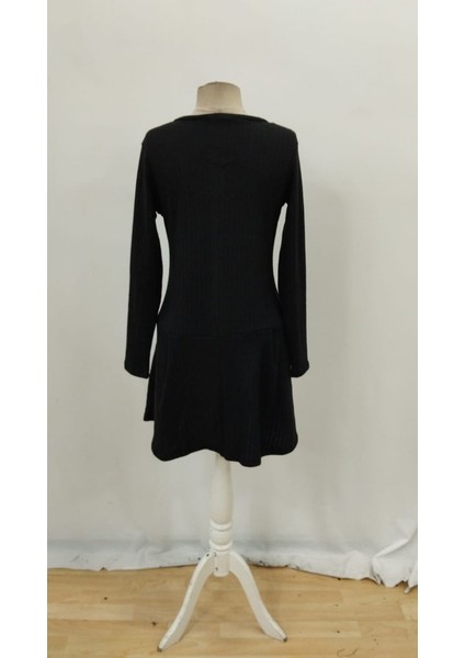 Kadın Uzun Kollu Önden Fermuarlı Pileli Şardonlu Kaşkorse Mini Elbise indirimleri