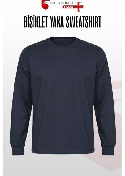 O (Bisiklet) Yaka Sweatshirt – Lacivet 2 Iplik Kumaş, Uzun Kollu Rahat Iş Elbisesi