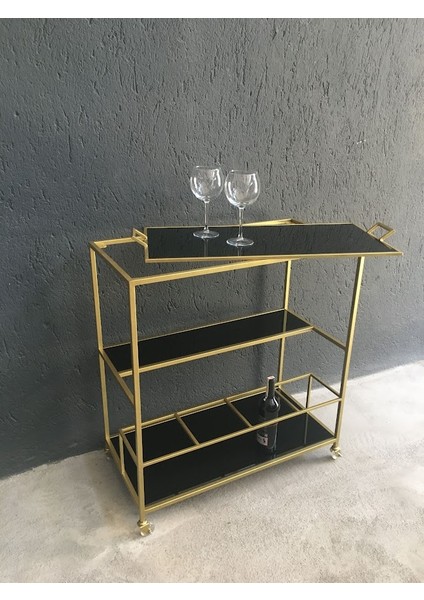 Elegant Tepsili Servis Arabası, Metal Sunum Arabası