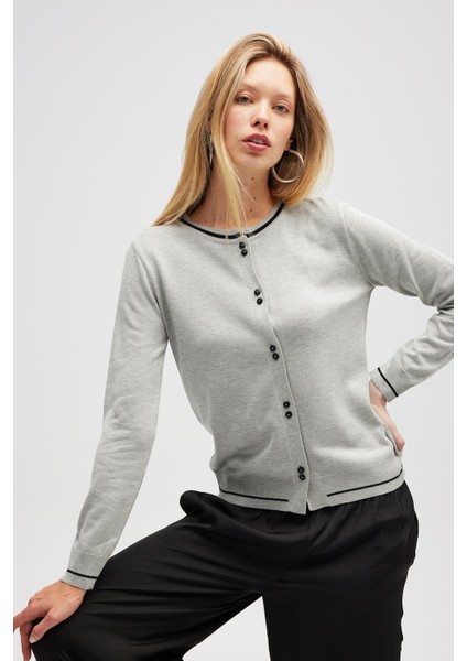 Risa Düz Örgü, Kadın Triko Hırka - Gri Melanj fiyatları