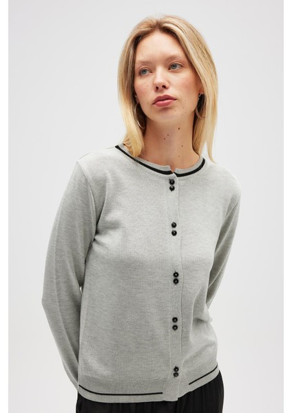 Risa Düz Örgü, Kadın Triko Hırka - Gri Melanj fırsatları