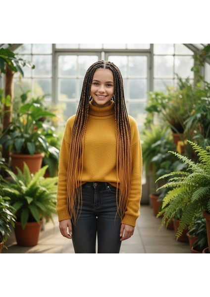 Afrika Örgüsü ve Rasta Için Sentetik Ombreli Saç / Siyah / Hardal Sarı